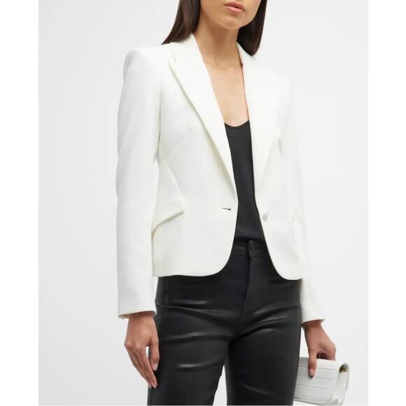 L'AGENCE Jennah Cropped Suiting Single Breasted Blazer Size 10 Ivory